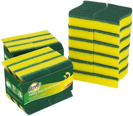(24 Pack) Heavy Duty Scrub Sponges by SCRUBIT – Kitchen Dish, Sink and Bathroom Cleaning Scrubber Sponge - with Non-Smell Scouring Pad [New Packaging] by SCRUBIT