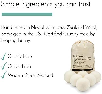 Molly's Suds Wool Dryer Balls | XL, Premium Organic Fabric Softener, Hypoallergenic, Hand-Felted, Reusable, Reduce Drying Time | White, Set of 6 - Image 2