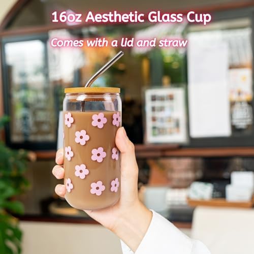 JTEWB Birthday Gifts For Women, Teen Girl, Her, Happy Birthday Gift Box For Girl, Women, Sister, Daughter, Friends, Cute Daisy Aesthetic Glass Cups Gift Set 7pcs - Image 3