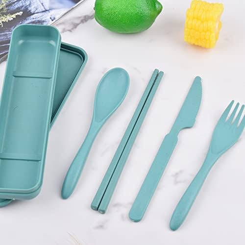 Zoyiancy 4 Sets Cutlery Set, Reusable Spoon Knife Fork Chopsticks Lunch Box - Image 3