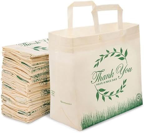 Simply Cool 200 Pack Reusable Thank You Grocery Bags, Large Tote Bags Bulk by SimplyCool