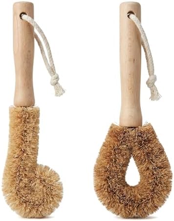 Coconut Fiber Dish Brush Set of 2 Natural Bristle Scrubber by Unknown