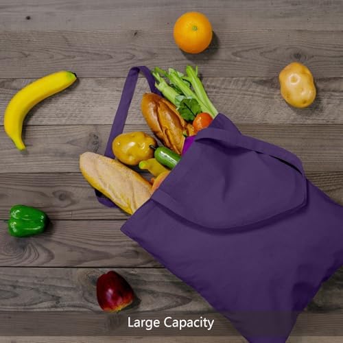 TOPDesign 12-Pack Economical 16"x15" Deep Purple Cotton Tote Bags, Lightweight Medium Reusable Grocery Shopping Cloth Bags, Suitable for DIY, Advertising, Promotion, Gift, Activity - Image 5