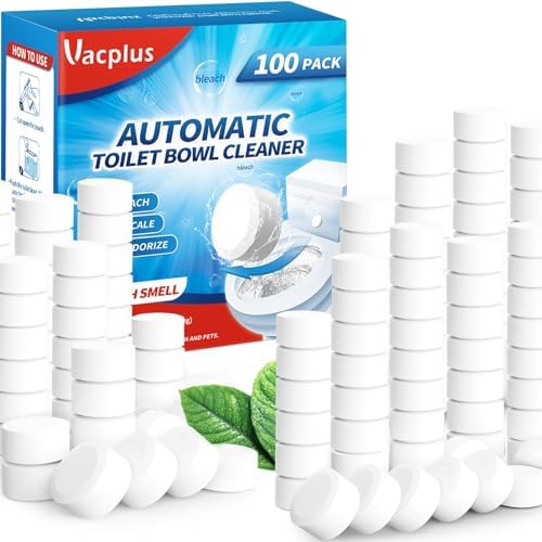 Vacplus Toilet Bowl Cleaner Tablets, 100 Pack, Auto Bleach, Long-Lasting by Vacplus
