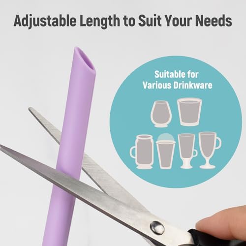 NiHome 6-Pack Wide Reusable Bent Silicone Straws for Smoothies, Milkshake - Image 3