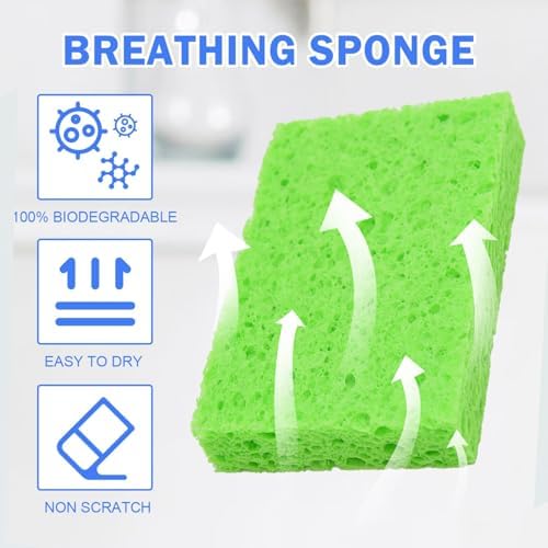 YoleShy 72 Pack Sponges Kitchen Natural Compressed Cellulose Sponges Bulk Non Scratch for Household Cookware Bathroom Cars Soft Super Absorbent Reusable - Image 6