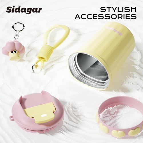 12 oz Insulated Coffee Tumbler with Lid, Cute Travel Mug, Yellow - Image 5
