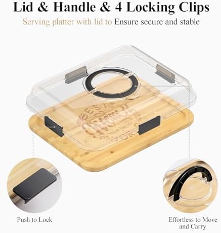 Portable Bamboo Charcuterie Board with Lid, Engraved Mom Print - Image 3