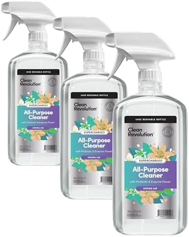 Clean Revolution SuperCharged Multi Surface Cleaner Refill Supply, Non-Toxic, Eco-Friendly & Plant-Based, Ready to Use, Spring Air, 18 oz (Pack of 3) by CleanRevolution