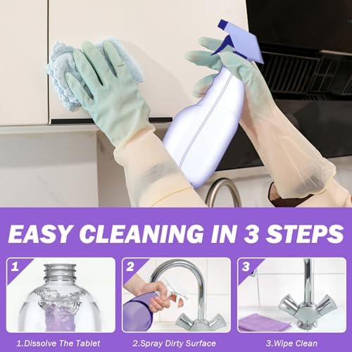 Bottle Cleaning Tablets 500ml Cleaning Spray with 12Pcs Concentrated All Purpose Cleaner Refill, Multipurpose Cleaner Spray for Instant Stain Removal, Water Bottle Tablets - Image 3
