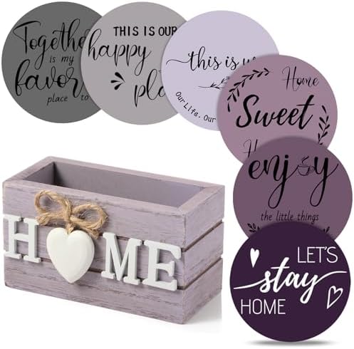 Queekay House Warming Gifts New Home Farmhouse Coasters Set of 6, Purple by Queekay