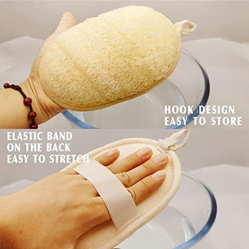 YIQINGJIE Natural Loofah Exfoliating Body Scrubber,4 Pack,Brown - Image 3