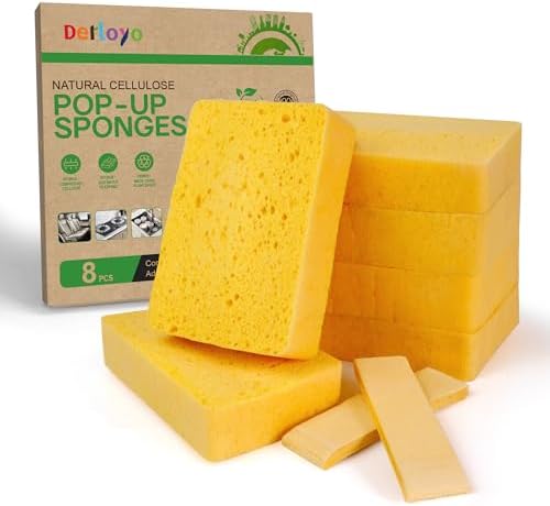 8-Count Pop Up Cellulose Sponges, Yellow by Derloyo