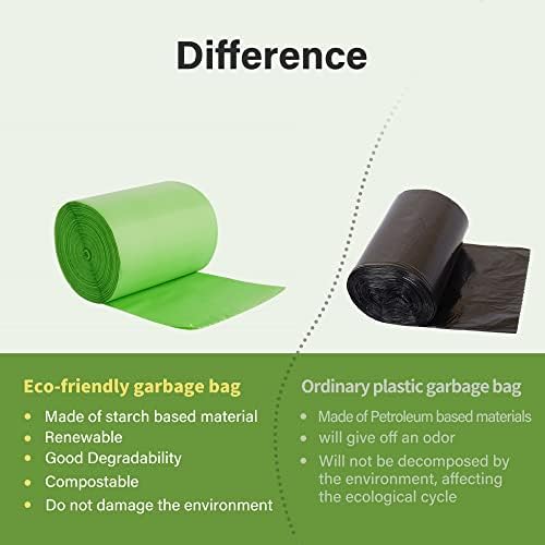 Compostable Trash Bags, 2.6 Gallon, 100 Count, 100% Compost Waste Bags for Kitchen Bathroom Office, Small Countertop Bin Compost Bags, US BPI and Europe OK Compost Home Certified - Image 5