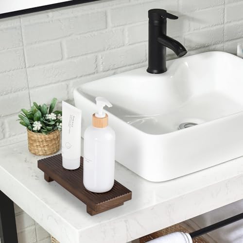Bathroom Tray Farmhouse Decor Kitchen Soap Holder, 8.7" * 3.6" Walnut - Image 6