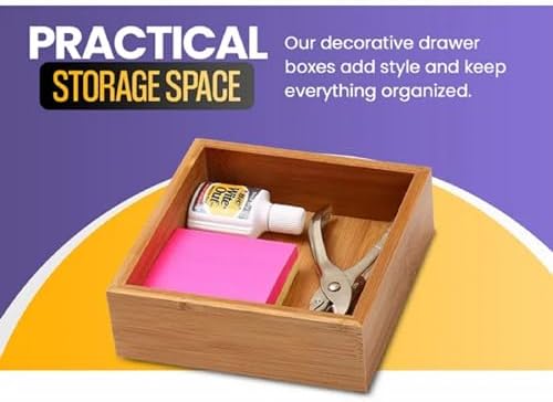 YBM Home Bamboo Drawer Organizer Storage Box for Kitchen Drawer, Junk Drawer, Office, Bedroom, Children Room, Craft, Sewing, and Bathroom, 3x6x2 inch - Image 4