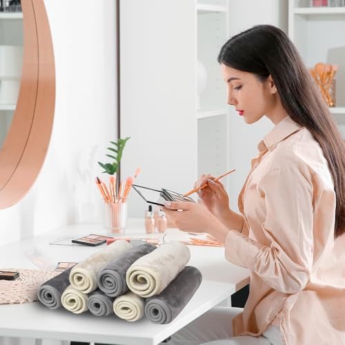 Nugilla Makeup Remover Cloths, 8 Packs Makeup Remover Towels Reusable Face Wash Cloth, Soft Makeup Removal Microfiber Face Cloth for Women(Beige/Cool Grey) - Image 7