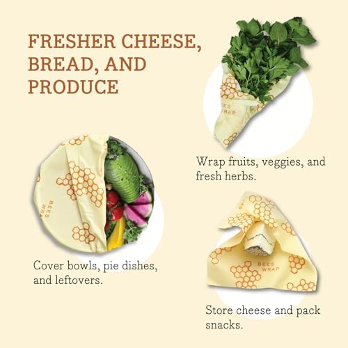 Bee's Wrap Beeswax Food Wraps, 5 Pack Assorted - Honeycomb & Bees & Bears - Image 3