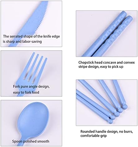 Camping Utensil Set, Reusable Utensils Set with Case, Plastic Cutlery - Image 3