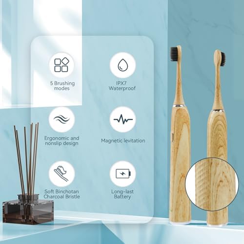 Bamboo Electric Toothbrush for Adults, Soft Bristle - Image 3