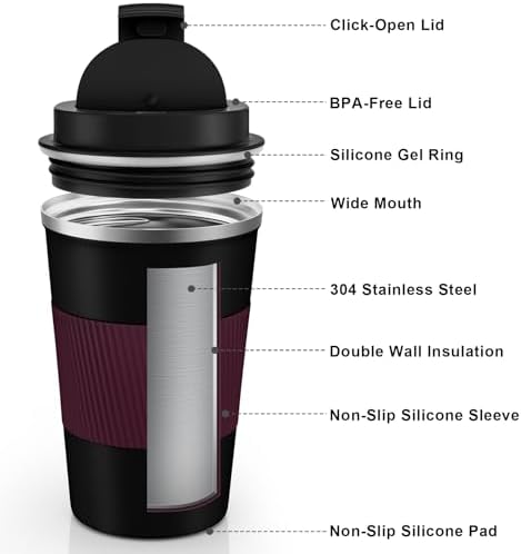 KETIEE Travel Mug 12oz, Insulated Coffee Mug with Leakproof Lid, Travel Coffee Mug Vacuum Stainless Steel Double Walled Reusable Coffee Cup for Hot and Iced Coffee Tea Water - Image 3