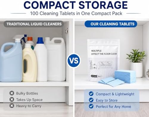 Multi-Surface Floor Cleaning Tablets, Concentrated Deep Clean Mop Solution, Streak-Free Formula for Hardwood, Laminate, Tile & Vinyl Floors, Fresh Scent Cleaner Sheets, 100 Count (Blue, 200) - Image 7
