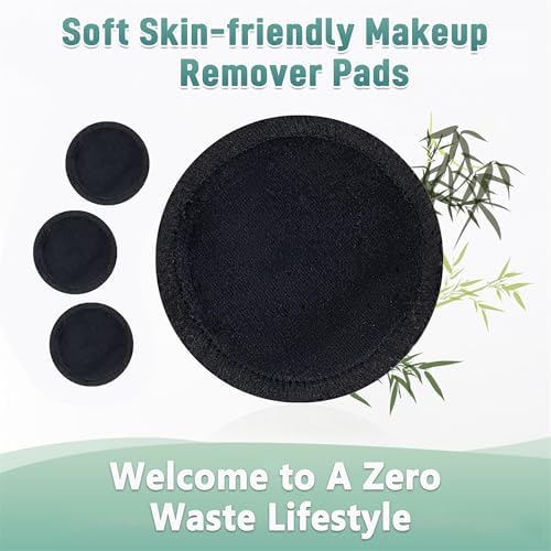 wegreeco 40 Pack Reusable Makeup Remover Pads, Washable Reusable Cotton Rounds Pads for Face, Makeup Remover Cloths for All Skin - (Black) - Image 5