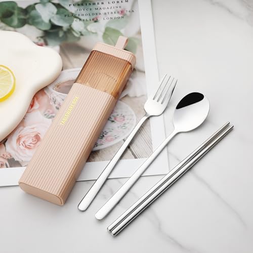DEVICO Travel Utensils with Case, 4Pcs Korean Chopsticks Fork and Spoon Set - Image 5