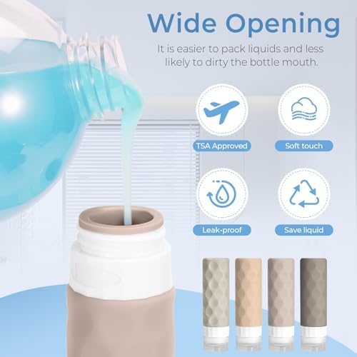 Silevoler 16pack Travel Bottles for Toiletries, TSA Approved Travel Size Containers Set, Leak Proof Refillable Liquid & Creams Toiletries Accessories Kit W/Toiletry Bag (Cream) - Image 4