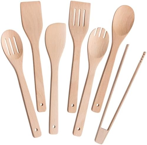 Eisinly 7-Piece Wooden Cooking Spoons, Sturdy Beech Utensil Set by Eisinly