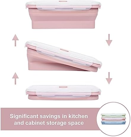 KIGI 【3 PACK】 27 OZ Collapsible Silicone Food Storage Containers with Lids Meal Prep Containers Bento Box, BPA FREE, Microwave Safe - Image 4