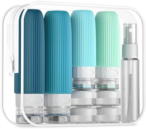 Mrsdry 16 Pack Travel Bottles Set, TSA Approved Leak Proof Silicone Squeezable Containers for Toiletries, Refillable Travel Accessories for Conditioner, Shampoo, Lotion & Body Wash Accessories by Mrsdry