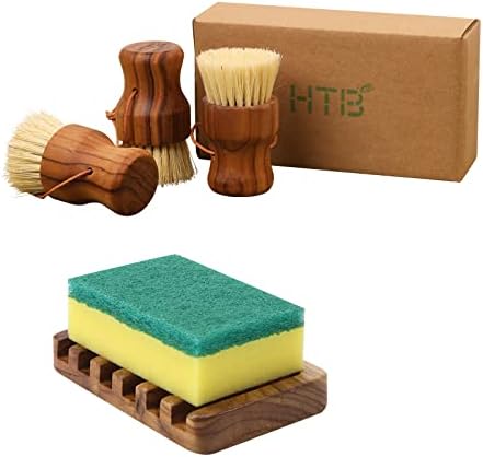 Teak Soap Dish & Dish Scrub Brush by HTB by HTB