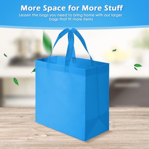 Reginary 50 Pcs Reusable Tote Bags Shopping Bags Non Woven, Sky Blue - Image 4