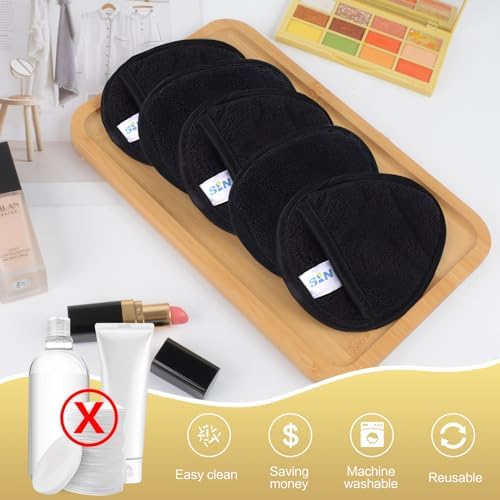 SINLAND Reusable Makeup Remover Pads Black 6 Pack - Image 5