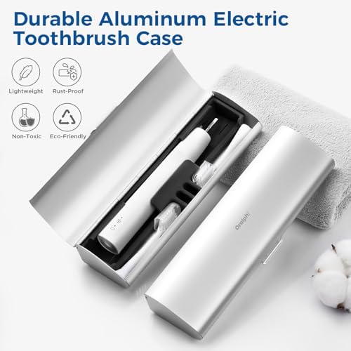 Aluminum Electric Toothbrush Travel Case, 2 in 1 Travel Toothbrush Holder for Oral B/Oral-B Pro 1000 1500 5000 and Most Electric Toothbrush for Traveling, Removable Silicone Liner-Silver - Image 2