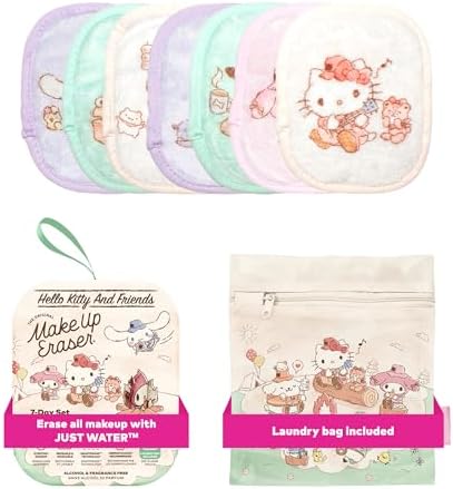 The Original MakeUp Eraser 7-Day Set, Erase All Makeup With Just Water, Including Waterproof Mascara, Eyeliner, Foundation, Lipstick, Sunscreen, and More! Hello Kitty & Friends Go Glamping, 7ct by MakeupEraser