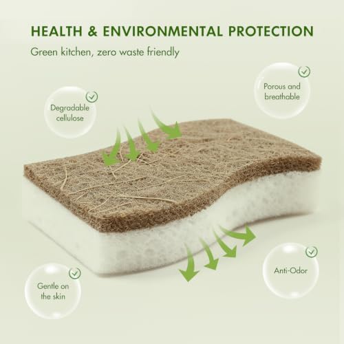 SetSail Natural Kitchen Sponges, 12 Pack Biodegradable Dish Sponges - Image 4