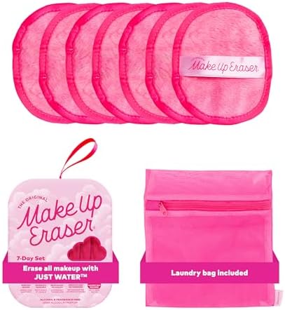 The Original MakeUp Eraser 7-Day Set, Erase All Makeup with Just Water, Including Waterproof Mascara, Eyeliner, Foundation, Lipstick, Sunscreen, and More! Original Pink, 7ct. by MakeupEraser