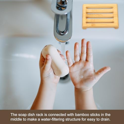 uxcell Wooden Soap Tray, 4 Pack - Wooden Soap Dish, Natural Bamboo Soap Holder, Soap Saver Tray Self Draining for Shower, Bathroom, Bathtub, Kitchen Sink - Image 5