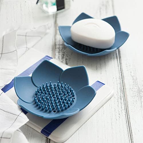 2 Pack Silicone Soap Tray Dishes Soap Holder Saver Draining Bathroom Shower Sink Bathtub - Image 4