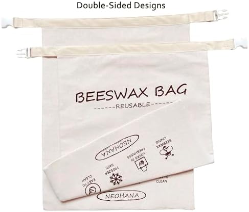Reusable Beeswax Bread Bag - Bread Bags for Homemade Bread,Cotton Sourdough Bread Bags, Sourdough Storage Bag (2 Pack) - Image 6