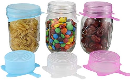 6 Pack Silicone Stretch Lids,Various Sizes Reusable Food Cover,Stretch and Seal Lids for Bowls Pans Cups Jars,Heat Resistant, Microwave and Dishwasher Safe,BPA Free by Ulrolc