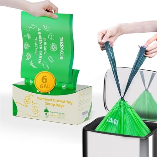 6 Gallon Compostable Trash Bags Drawstring, Heavy Duty Extra Thick 1 Mil, 35 Bags, Tall Kitchen Food Scrap Waste Bag, ASTM D6400 - Image 7
