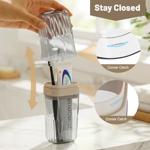 Large Enclosed Toothpaste and Toothbrush Travel Case with Rinse Cup - Image 3