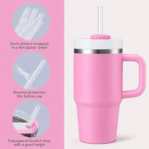 Replacement Straws Compatible with 20 oz Stanley Quencher Tumbler, 8.5 Inch Reusable Straws, Drinking Cup Accessories, Clear-6 Pack - Image 4