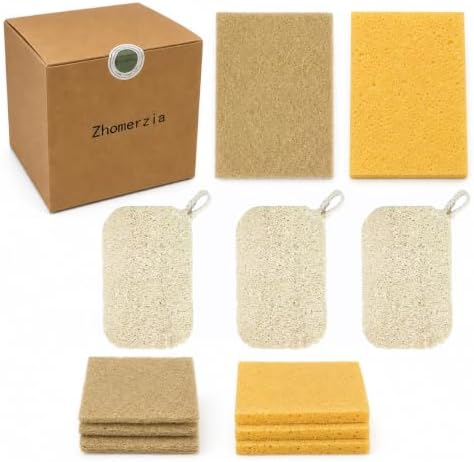 Natural Loofah Sponge, Kitchen Sponges, 11-Pack Cellulose Sponges, Sisal by Unknown