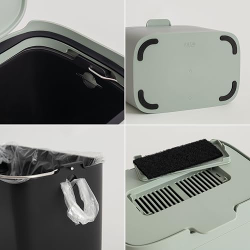 KAZAI. Compost Bin Kitchen 'Elin' | 1.2 GAL / 4.5L Countertop Compost Bin with Lid & Carbon Filter | Odor-Free, Dishwasher Safe, with Inner Bucket | Small Indoor Kitchen Composter | Sage-Green - Image 6