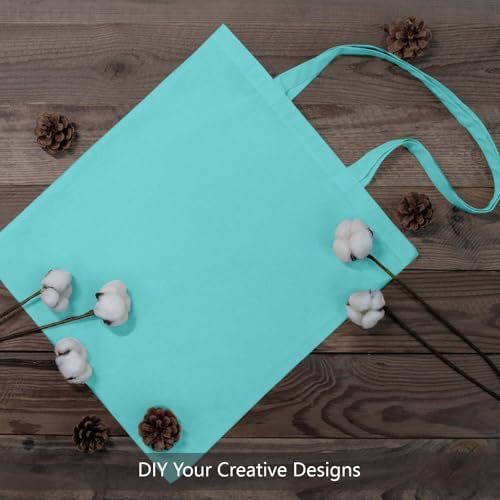 TOPDesign 6-Pack Economical 16"x15" Aqua Blue Cotton Tote Bags, Lightweight Medium Reusable Grocery Shopping Cloth Bags, Suitable for DIY, Advertising, Promotion, Gift, Activity - Image 3