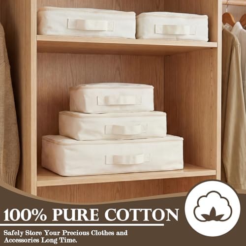 Shinymoon 3 Set 100% Cotton Packing Cubes 3 Sizes Regular Beige - Image 5